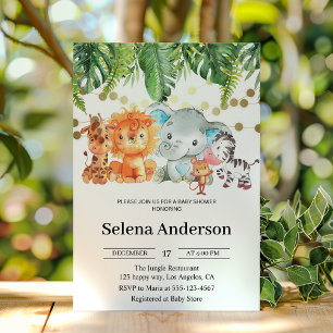 Cute Jungle Animals Baby Shower Invitation        