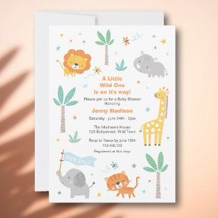Cute Jungle Animals Baby Shower Invitation