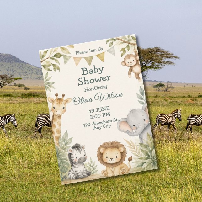 Cute Jungle Animals Baby Shower Invite (Creator Uploaded)