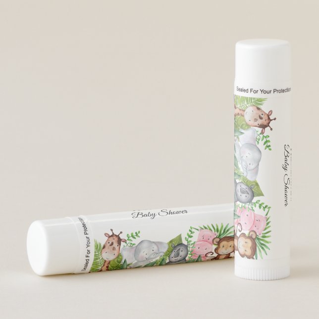 Cute Jungle Animals Baby Shower Lip Balm (Front)