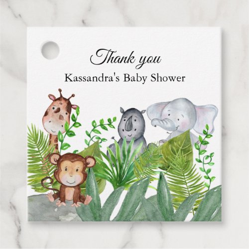 Cute Jungle Animals Baby Shower Thank You Favor Tags