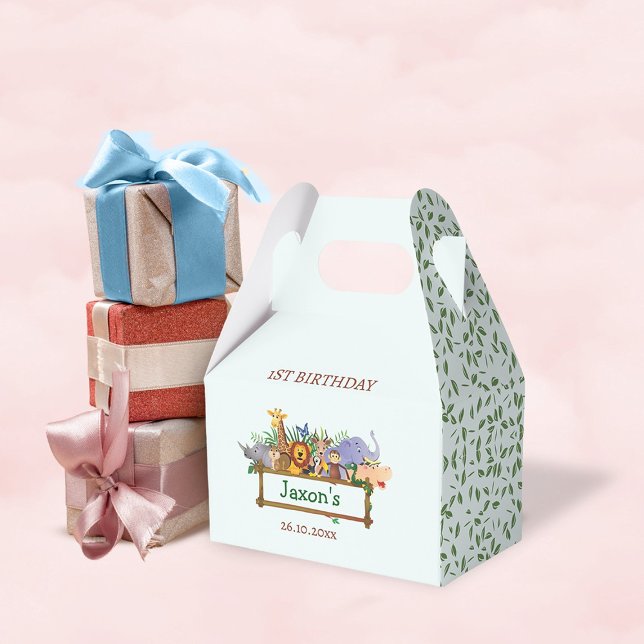 Cute Jungle Animals Birthday Favor Boxes (Creator Uploaded)