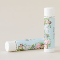 Cute Jungle Animals Blue Baby Shower Lip Balm