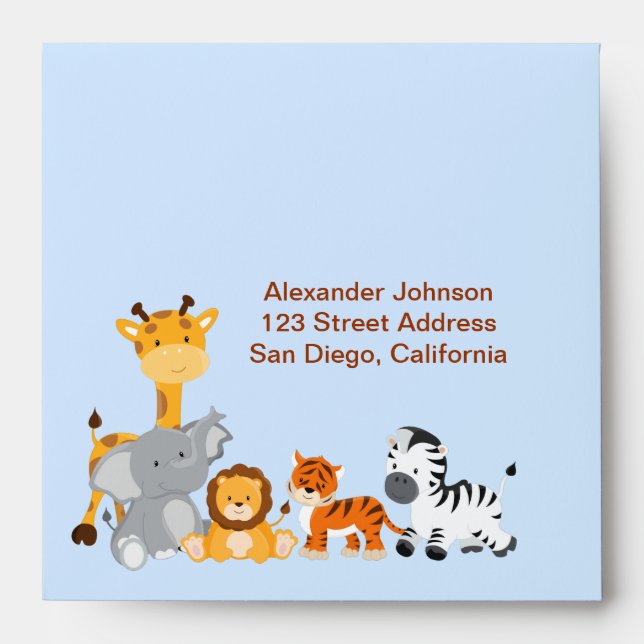 Cute Jungle Animals Boy Birthday Envelope (Front)