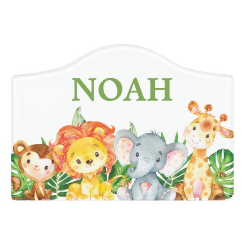 Cute Jungle Animals Boy Girl Nursery Bedroom Door Sign