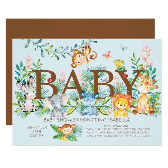 Cute Jungle Animals Boys Baby Shower Invitation Zazzle Com