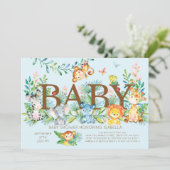 Cute Jungle Animals Boys Baby shower Invitation (Standing Front)