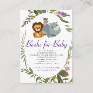 Cute Jungle Animals Bring a Book Card Baby Shower