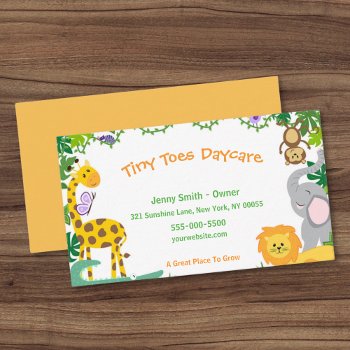 Cute Jungle Animals Child Daycare Babysitter Business Card by tyraobryant at Zazzle