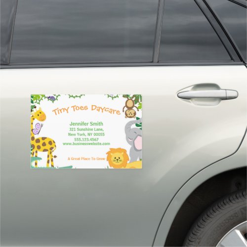 Cute Jungle Animals Child Daycare Business Car Magnet