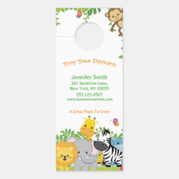 Cute Jungle Animals Child Daycare Business Door Hanger