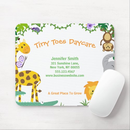 Cute Jungle Animals Child Daycare Business Mouse Pad