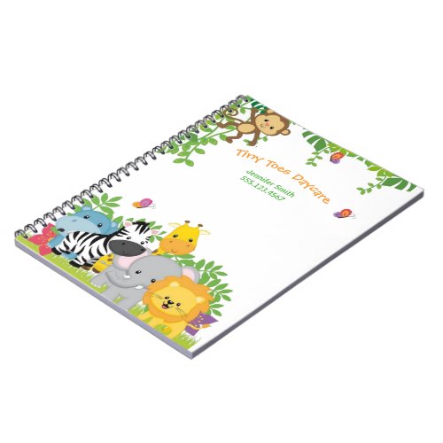 Cute Jungle Animals Child Daycare Business Notebook