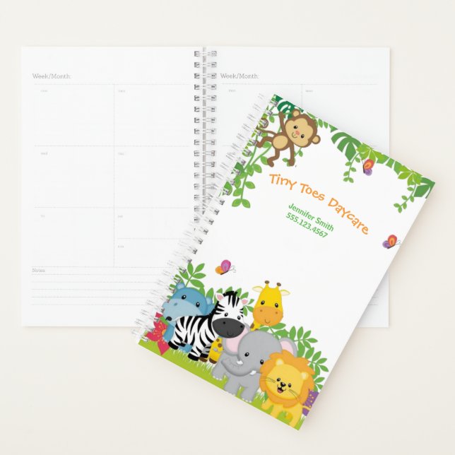 Cute Jungle Animals Child Daycare Business Planner (Display)