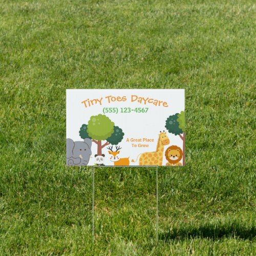 Cute Jungle Animals Child Daycare Business Sign