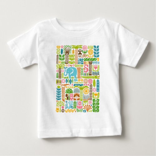 Cute Jungle Animals Colorful Safari Elephant Zoo Baby T_Shirt