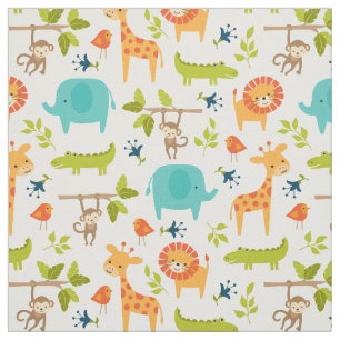 Cute Jungle Animals Fabric