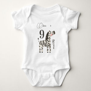 Cute Jungle Animals First Year Milestone Baby Bodysuit