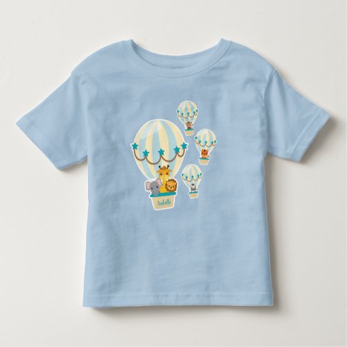 Cute Jungle Animals Flying in Hot Air Balloons Toddler T_shirt