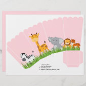 Cute Jungle Animals Girl Scalloped Popcorn Box (Front/Back)