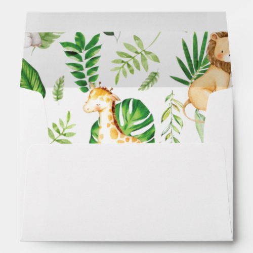Cute Jungle Animals Greenery Birthday Baby Shower  Envelope