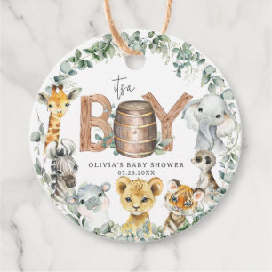 Cute Jungle Animals Greenery Boy Baby Shower  Favor Tags