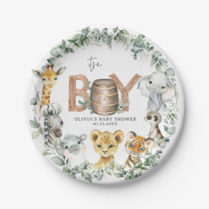 Cute Jungle Animals Greenery Boy Baby Shower  Paper Plates
