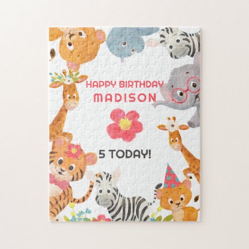 Cute Jungle Animals Happy Birthday  Jigsaw Puzzle