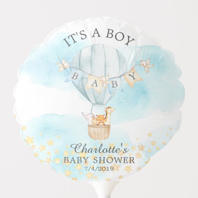 Cute Jungle Animals Hot Air Balloon Baby Shower (Front)