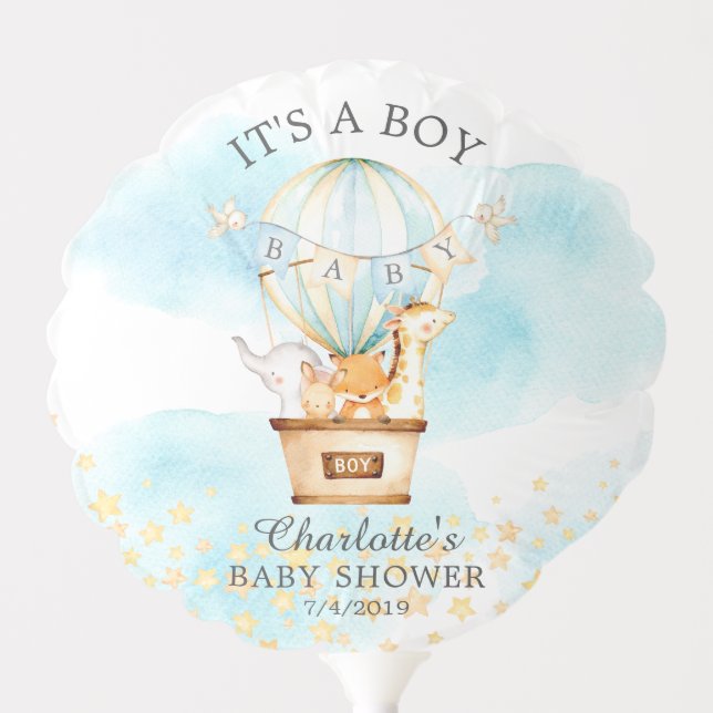 Cute Jungle Animals Hot Air Balloon Baby Shower (Front)