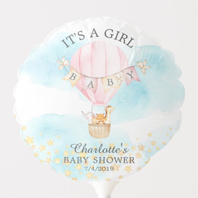 Cute Jungle Animals Hot Air Balloon Baby Shower (Front)