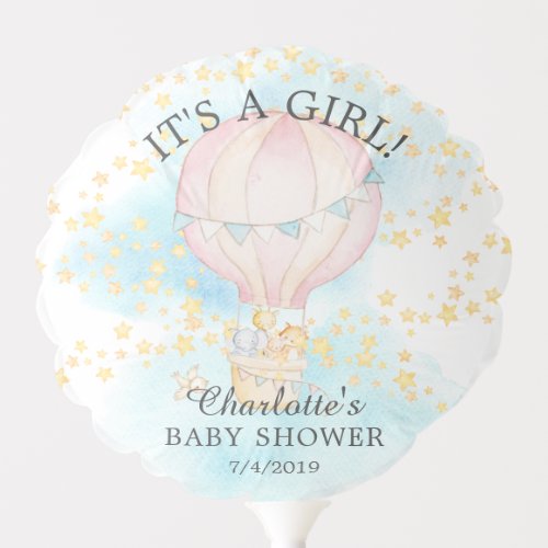 Cute Jungle Animals Hot Air Balloon Baby Shower