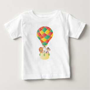 Cute Jungle Animals In Hot Air Balloon Colorful Baby T-Shirt