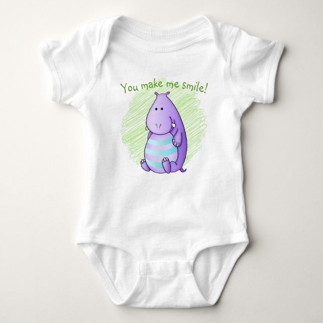 Cute Jungle Animals | Infant Hippo Baby Bodysuit (Front)