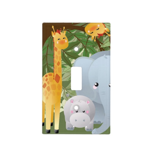 Cute Jungle Animals Light Switch Cover (Front)