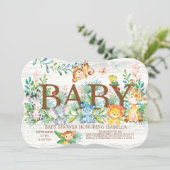 Cute Jungle Animals Neutral Baby shower Invitation (Standing Front)