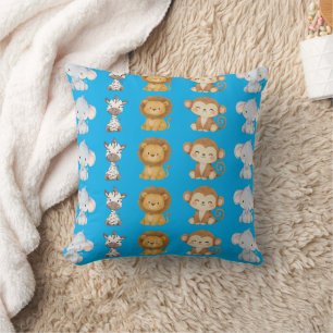 Cute Jungle Animals Nursery Throw Pillow