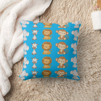 Cute Jungle Animals Nursery Throw Pillow