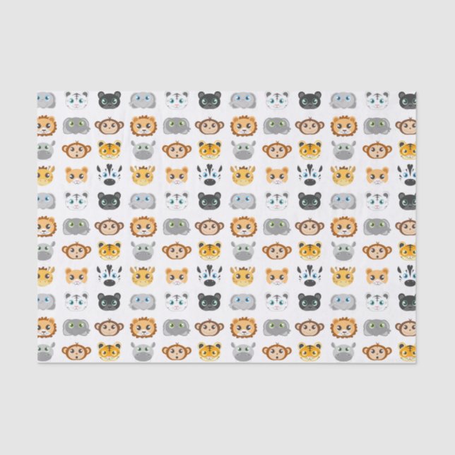 Cute Jungle Animals Pattern Tissue Paper (Front)