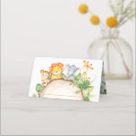 Cute Jungle Animals Safari 1st Birthday Greenery   Place Card<br><div class="desc">Co-ordinate your child's next birthday party with these cute jungle animals themed place cards. Featuring a friendly lion, a baby elephant, a cute giraffe and a cheeky monkey. Personalize them today with your the birthday child's name and age! Great for any age, boys and girls! Matching items to complete your...</div>