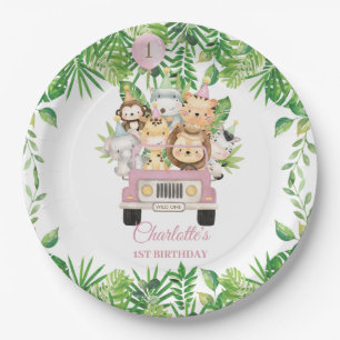 Cute Jungle Animals Safari Adventure Car Birthday Paper Plates
