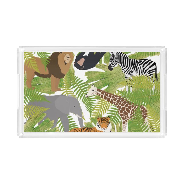 Cute Jungle Animals Safari Boy | Girl Acrylic Tray (Front)