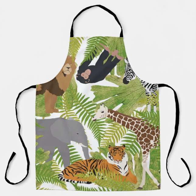 Cute Jungle Animals Safari Boy | Girl Apron (Front)