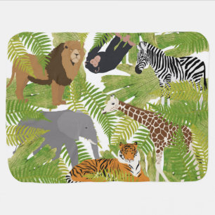 Cute Jungle Animals Safari Boy Girl Baby Blanket