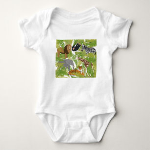 Cute Jungle Animals Safari Boy Girl Baby Bodysuit