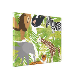 Cute Jungle Animals Safari Boy | Girl Canvas Print