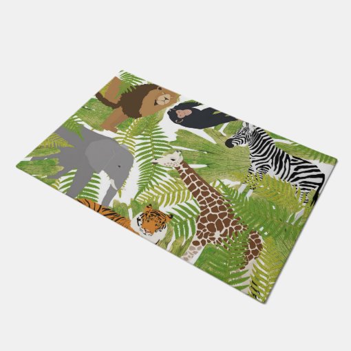 Cute Jungle Animals Safari Boy | Girl Doormat | Zazzle