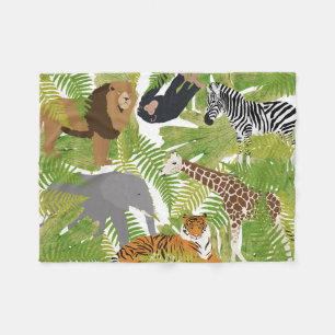 Cute Jungle Animals Safari Boy Girl Fleece Blanket