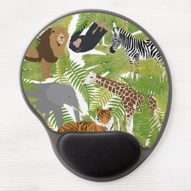 Cute Jungle Animals Safari Boy | Girl Gel Mouse Pad (Front)