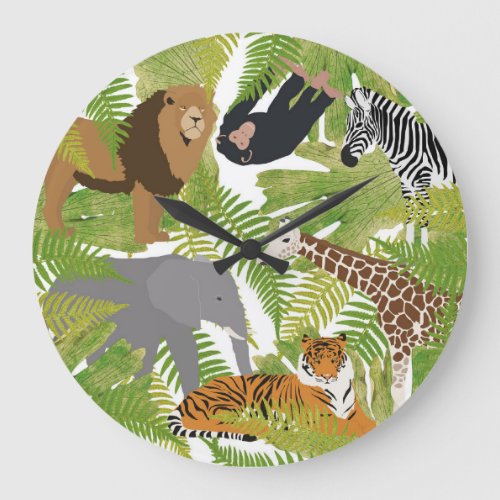 Cute Jungle Animals Safari Boy  Girl Large Clock